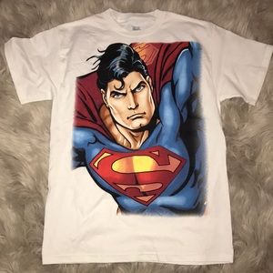 Superman Mens T-Shirt size Med Tee White Brand New